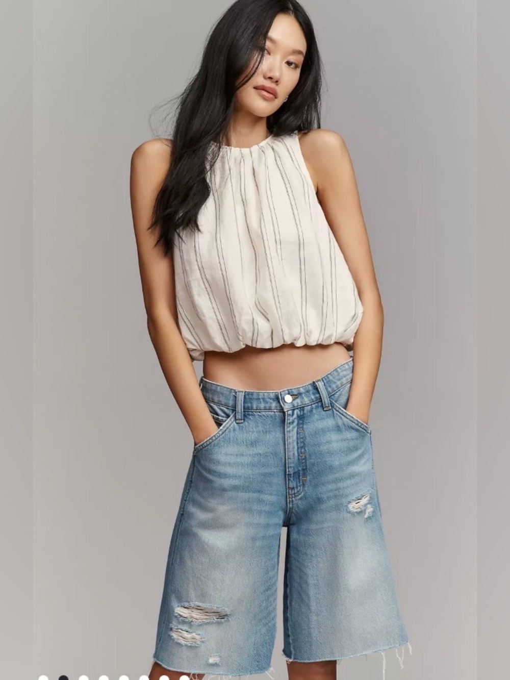 Anthropologie Pilcro Elastic-back Denim Bermuda Shorts
